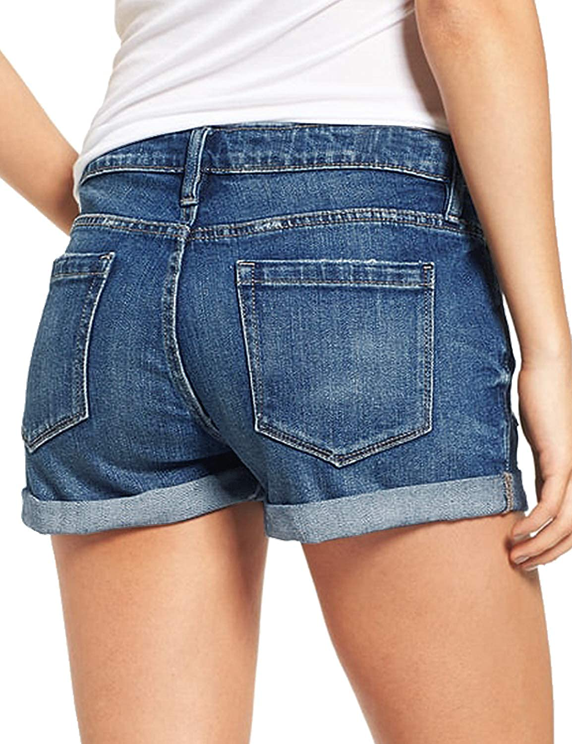 Luvamia Women'S Ripped Denim Jean Shorts High Waisted Stretchy Folded Hem Short Jeans Apparel & Accessories > Clothing > Shorts Kylie Max   