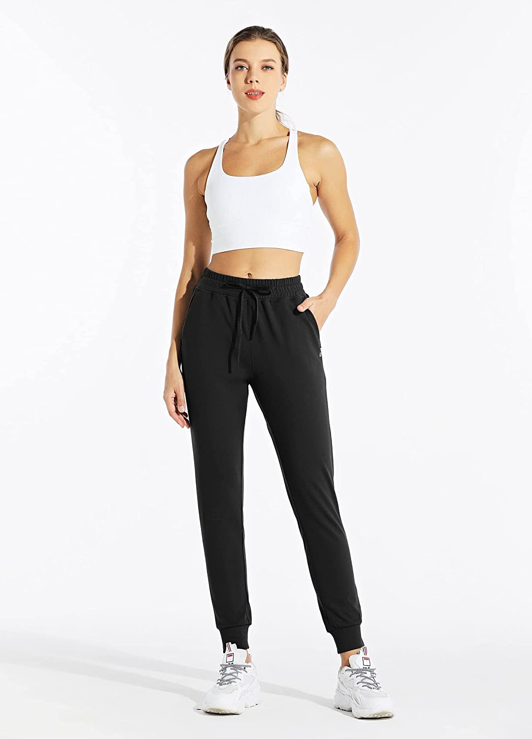 Willit Women'S Fleece Lined Joggers Warm Pants Running Thermal Sweatpants Winter Athletic Water Resistant with Pockets Apparel & Accessories > Clothing > Activewear Kylie Max   