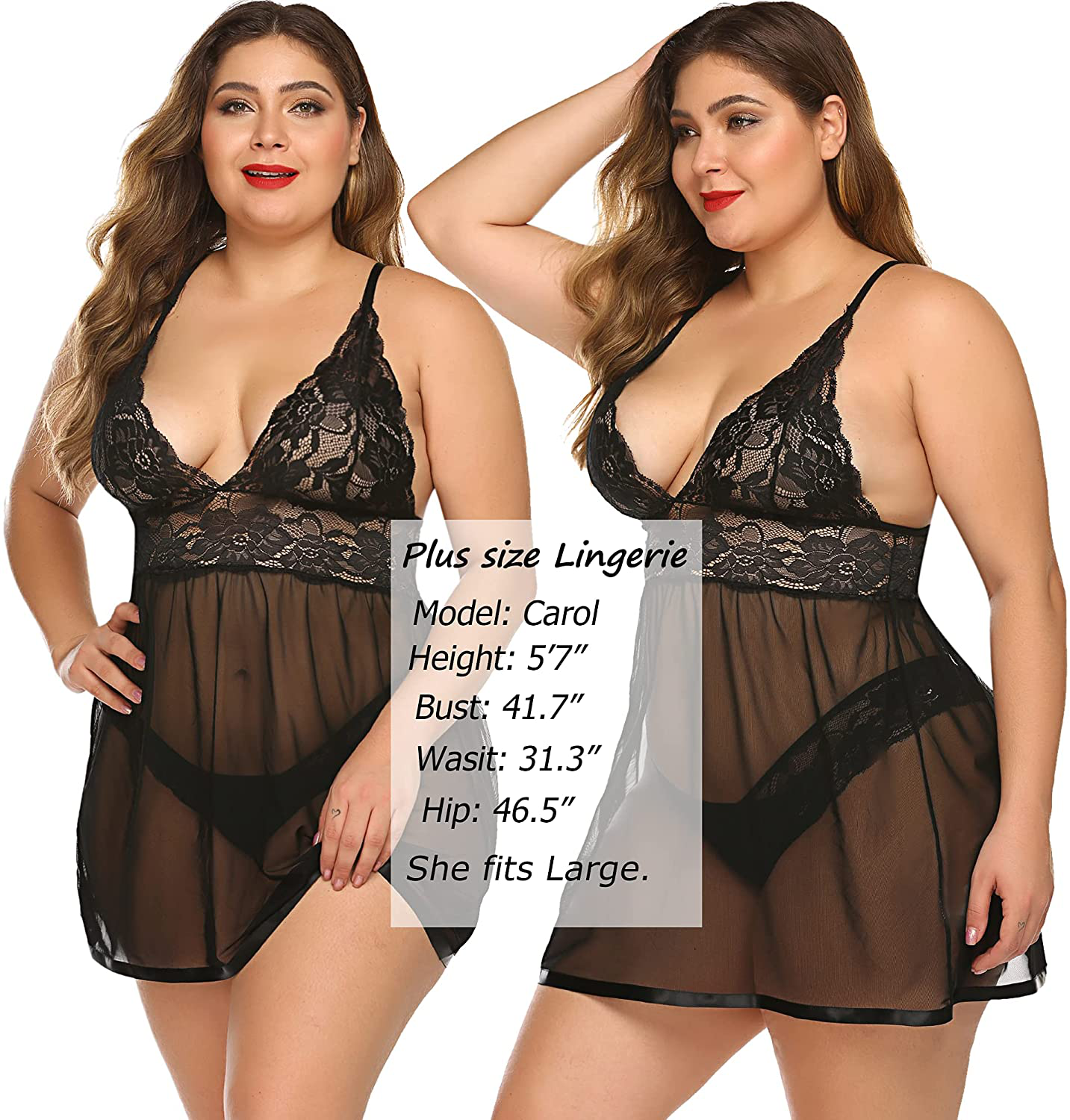 Avidlove Women Lingerie Lace Babydoll Strap Chemise Halter Teddy V Neck Sleepwear Apparel & Accessories > Clothing > Underwear & Socks > Lingerie Kylie Max   