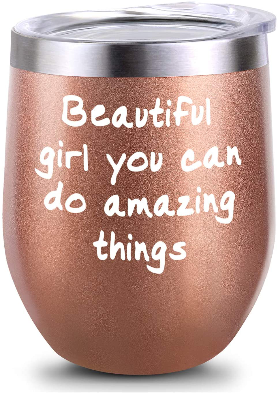 Inspirational Gifts, Inspirational Gift for Girl, Inspirational gift for Women, Beautiful Girl You Can Do Amazing Things Birthday Wine Gifts Ideas for Women Girl, 12oz Insulated Wine Tumbler with Lid Arts & Entertainment > Party & Celebration > Gift Giving ShangTianFeng   