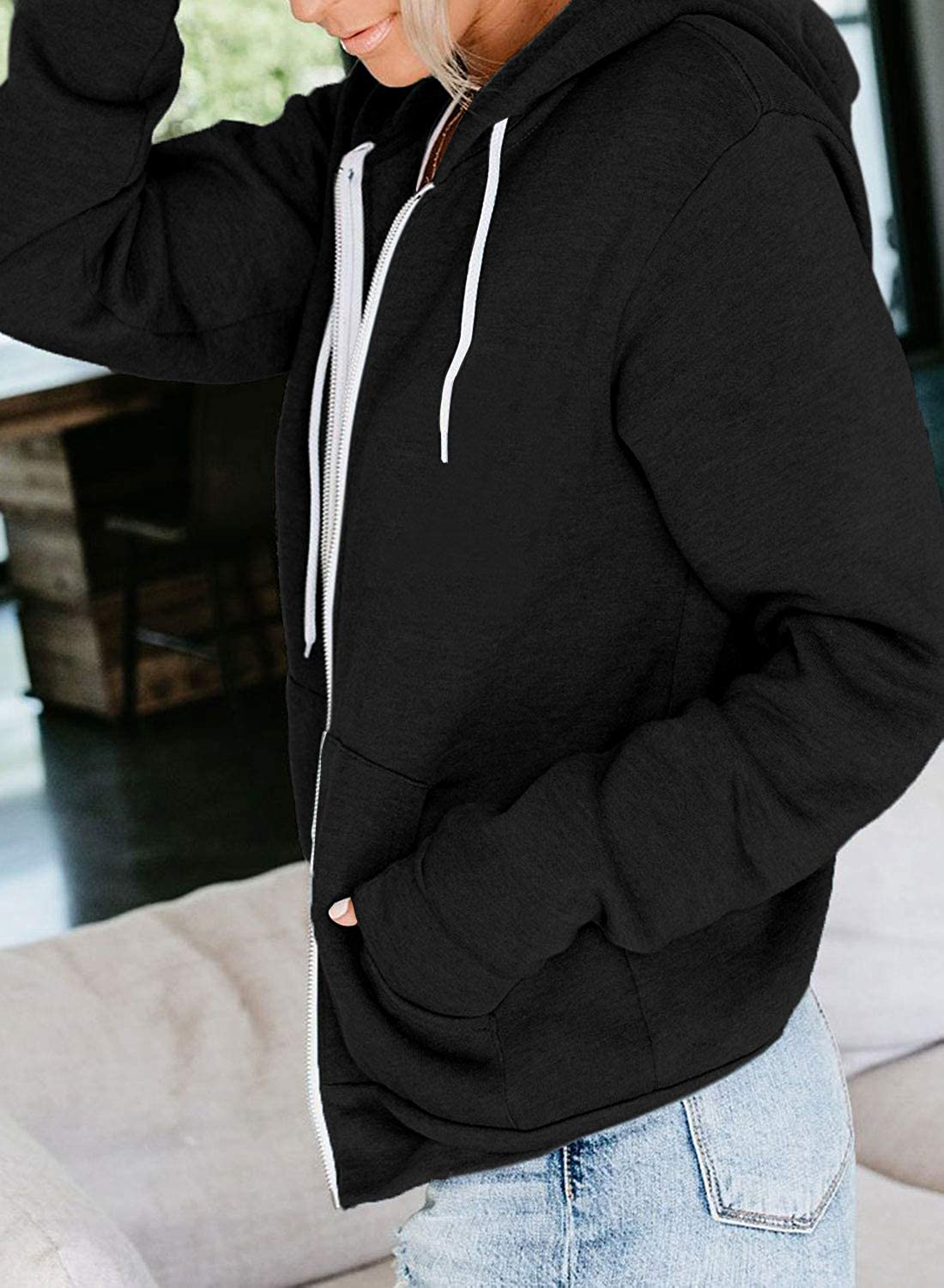 Dokotoo Women'S Full Zip up Hoodie Long Sleeve Hooded Sweatshirts Pockets Jacket Coat for Women Apparel & Accessories > Clothing > Activewear Kylie Max   