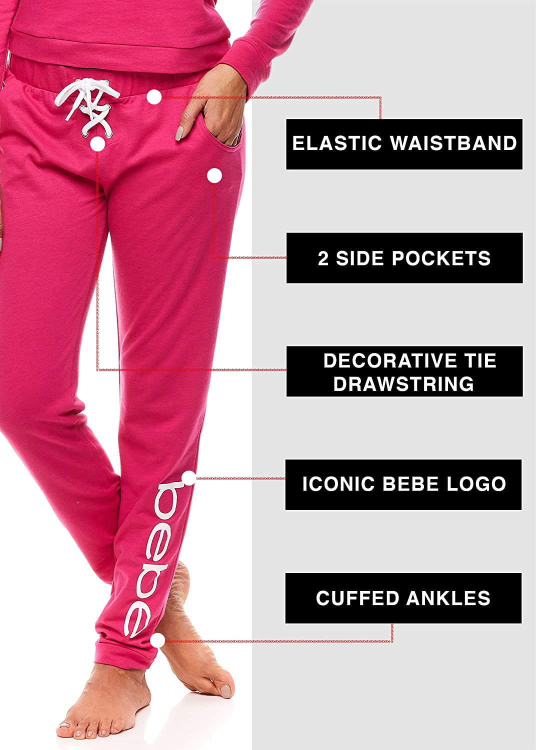 bebe Womens Cuffed Long Sleeve Shirt and Skinny Lounge Pajama Pants Sleep Set Apparel & Accessories > Clothing > Sleepwear & Loungewear > Pajamas bebe   
