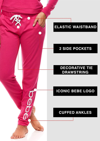 bebe Womens Cuffed Long Sleeve Shirt and Skinny Lounge Pajama Pants Sleep Set Apparel & Accessories > Clothing > Sleepwear & Loungewear > Pajamas bebe   