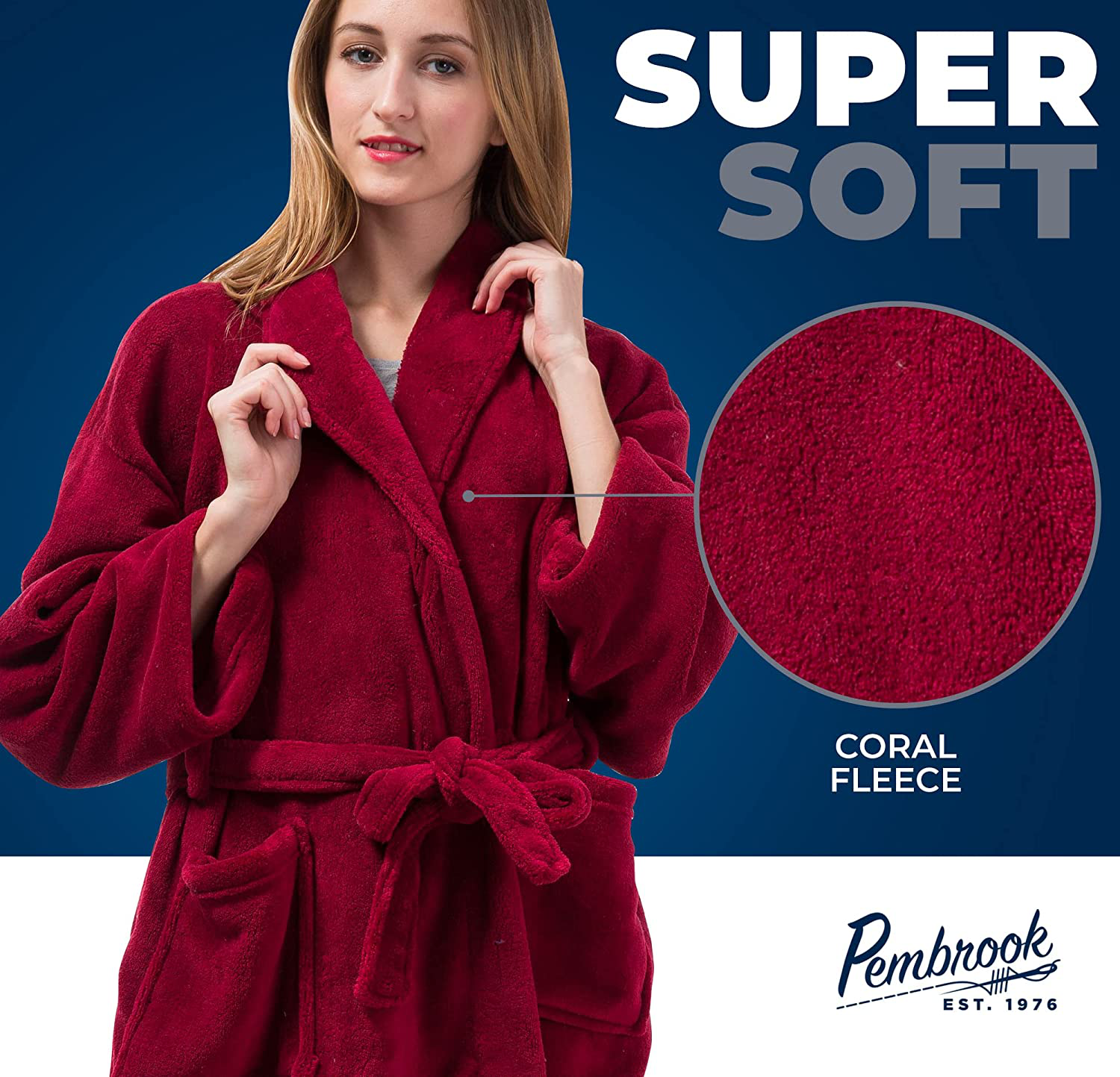 Pembrook Plush Robes for Women with Pockets - Plush Fleece Bathrobe for Women | Fuzzy Robe for Women | Spa Robe for Women Apparel & Accessories > Clothing > Sleepwear & Loungewear > Robes Kylie Max   