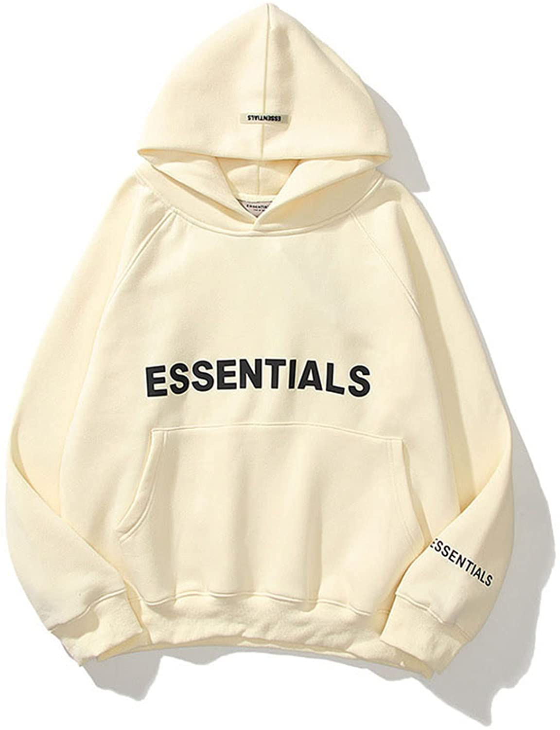 Unisex Essentials Hoodie Letter Print Loose Fit Hooded Sweatshirt Long Sleeve Casual Pullover Hoodie for Women Men Apparel & Accessories > Clothing > Activewear Kylie Max   