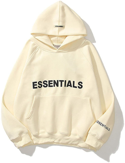 Unisex Essentials Hoodie Letter Print Loose Fit Hooded Sweatshirt Long Sleeve Casual Pullover Hoodie for Women Men Apparel & Accessories > Clothing > Activewear Kylie Max   