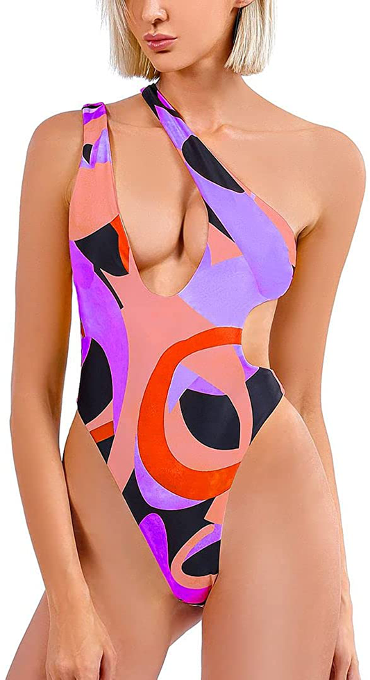 Sexy Women'S One Piece Swimsuits One Shoulder Brazilian Bathing Suits Tummy Control Swimwear Monokini Sets for Women Apparel & Accessories > Clothing > Swimwear Kylie Max   
