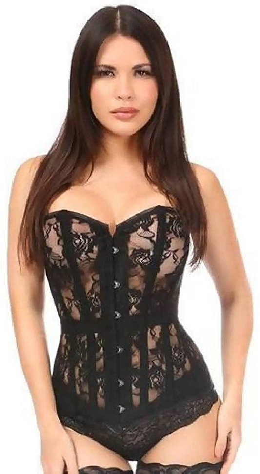 Daisy Corsets Lavish White Sheer Lace over Bust Corset Apparel & Accessories > Clothing > Underwear & Socks > Lingerie Daisy corsets Black Large 