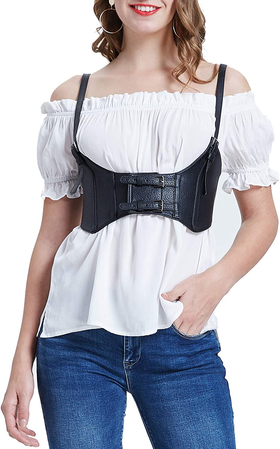 KANCY KOLE Women Fashion Faux Leather Waist Belt Steampunk Underbust Corset Apparel & Accessories > Clothing > Underwear & Socks > Lingerie KANCY KOLE   