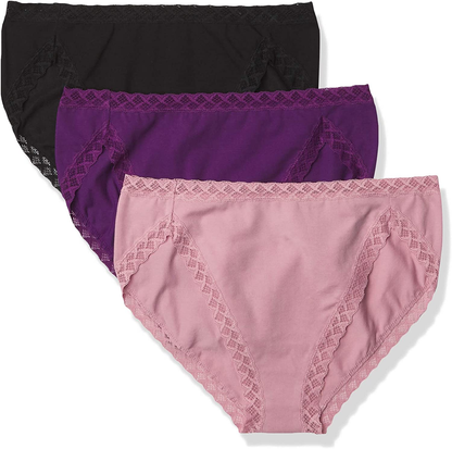 Natori Womens Bliss French Cut Panty Apparel & Accessories > Clothing > Underwear & Socks > Underwear Natori Spanish Rose/Bellflower/Black (3 Pack) XX-Large 