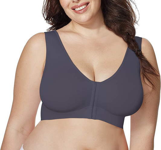 JUST MY SIZE Women'S Pure Comfort Front Close Wirefree Bra MJ1274 Apparel & Accessories > Clothing > Underwear & Socks > Bras Kylie Max   