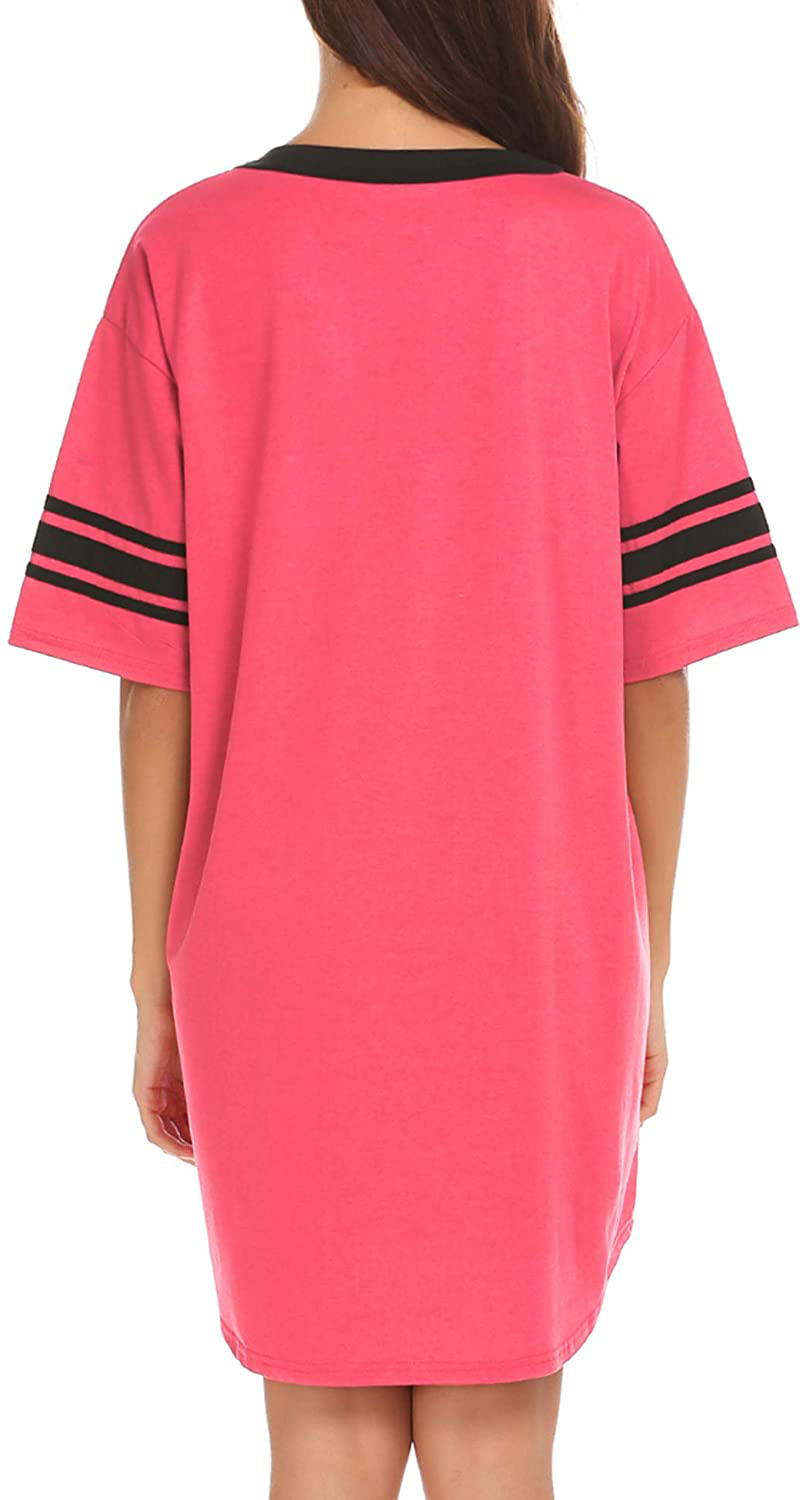 Ekouaer Women'S Nightgown, Cotton Novelty Sleepshirts V Neck Short Sleeve Sleep Shirt Loose Comfy Pajama Sleepwear S-XXL Apparel & Accessories > Clothing > Sleepwear & Loungewear > Nightgowns Kylie Max   