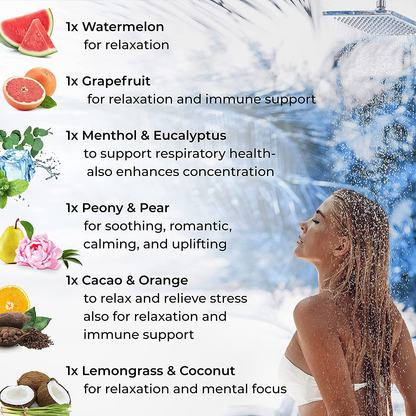 Cleverfy Shower Steamers Aromatherapy - Variety Pack of 6 Shower Bombs. Blue Set: Watermelon, Grapefruit, Menthol & Eucalyptus, Peony & Pear, Cocoa & Orange, Lemongrass & Coconut Arts & Entertainment > Party & Celebration > Gift Giving Cleverfy   