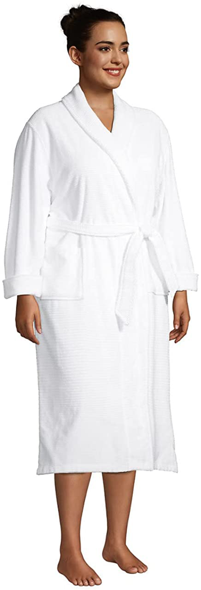Lands' End Women'S Cotton Terry Long Spa Bath Robe Apparel & Accessories > Clothing > Sleepwear & Loungewear > Robes Kylie Max   