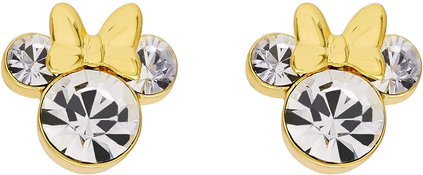 Disney Minnie Mouse Birthstone Jewelry, Silver Plated Crystal Stud Earrings for Women and Girls Arts & Entertainment > Party & Celebration > Gift Giving Disney April-Yellow  