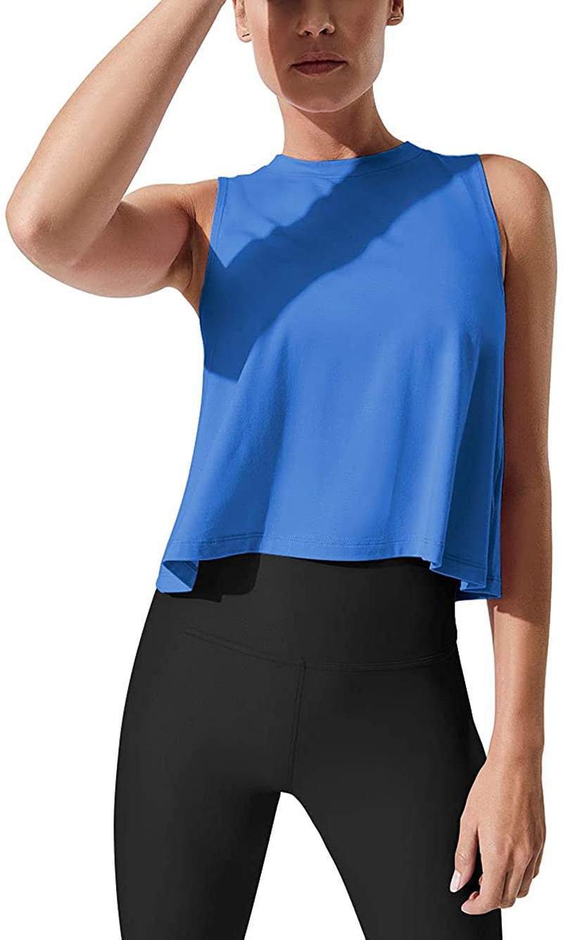 Mippo Crop Tops for Women Womens Workout Tops Flowy Cropped Tank Tops Athletic Shirts Apparel & Accessories > Clothing > Activewear Kylie Max   
