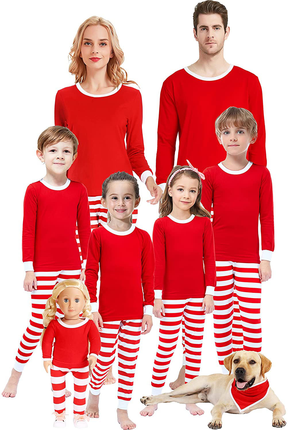 Matching Family Pajamas for Women Men Christmas Red Striped Jammies Holiday Cotton Pjs Clothes Mum and Dad Pyjamas Apparel & Accessories > Clothing > Sleepwear & Loungewear > Pajamas Kylie Max   