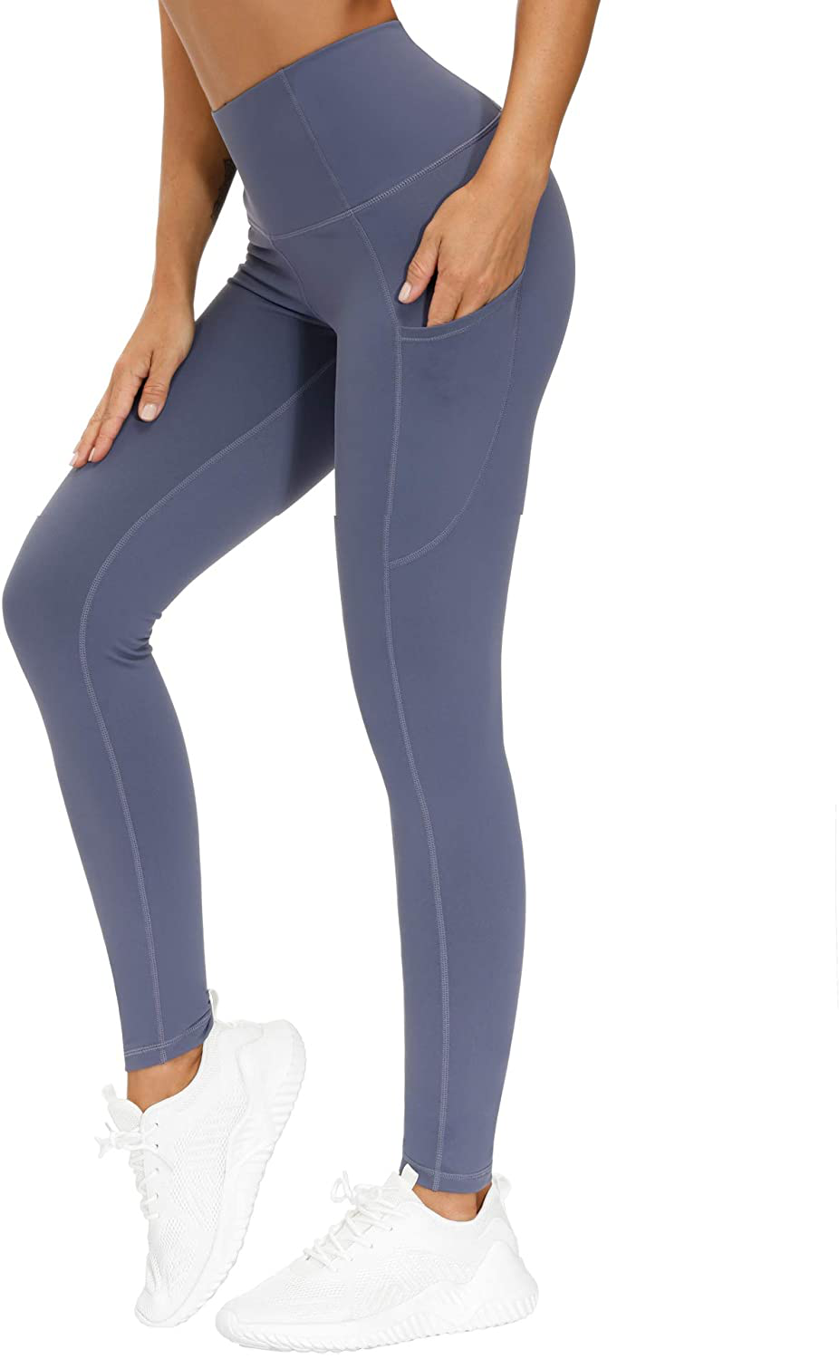 THE GYM PEOPLE Thick High Waist Yoga Pants with Pockets, Tummy Control Workout Running Yoga Leggings for Women Apparel & Accessories > Clothing > Activewear THE GYM PEOPLE Ink Blue Large 