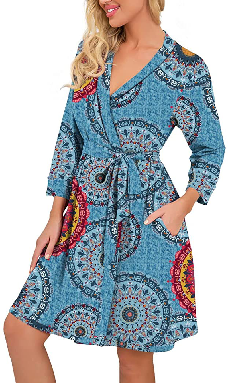 Prinstory Women Kimono Robes Short Lightweight Robe Soft Knit Sleepwear Casual Knit Bathrobe Ladies Loungewear Apparel & Accessories > Clothing > Sleepwear & Loungewear > Robes KYLIE MAX   