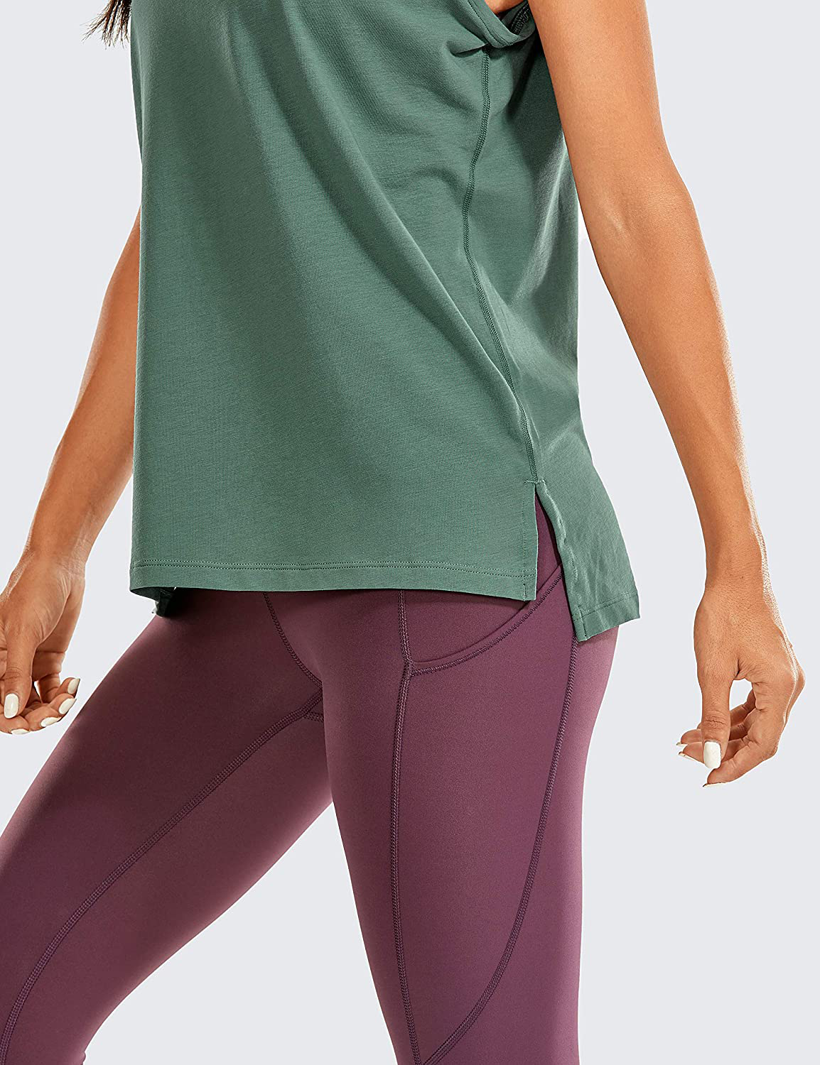 CRZ YOGA Women'S Pima Cotton Workout Tank Tops Loose Fit Yoga Sleeveless Shirts Muscle Tank Apparel & Accessories > Clothing > Activewear Kylie Max   