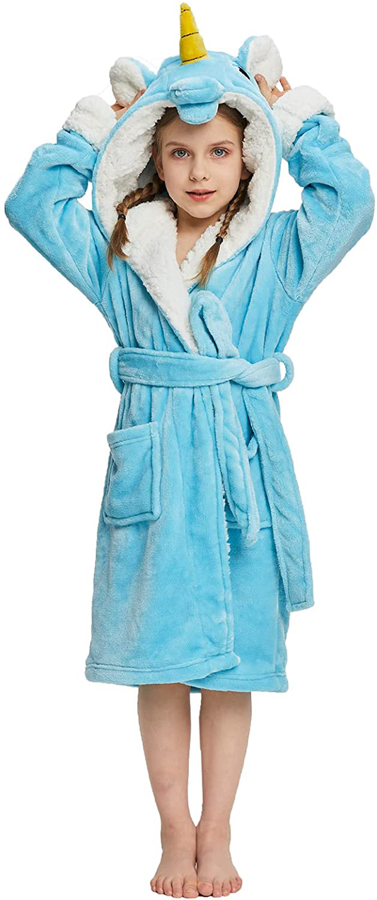 NEWCOSPLAY Girls Robe Soft Hooded Bathrobe Sleepwear Loungewear Gifts for Girls Toddler Kids Apparel & Accessories > Clothing > Sleepwear & Loungewear > Robes Kylie Max   
