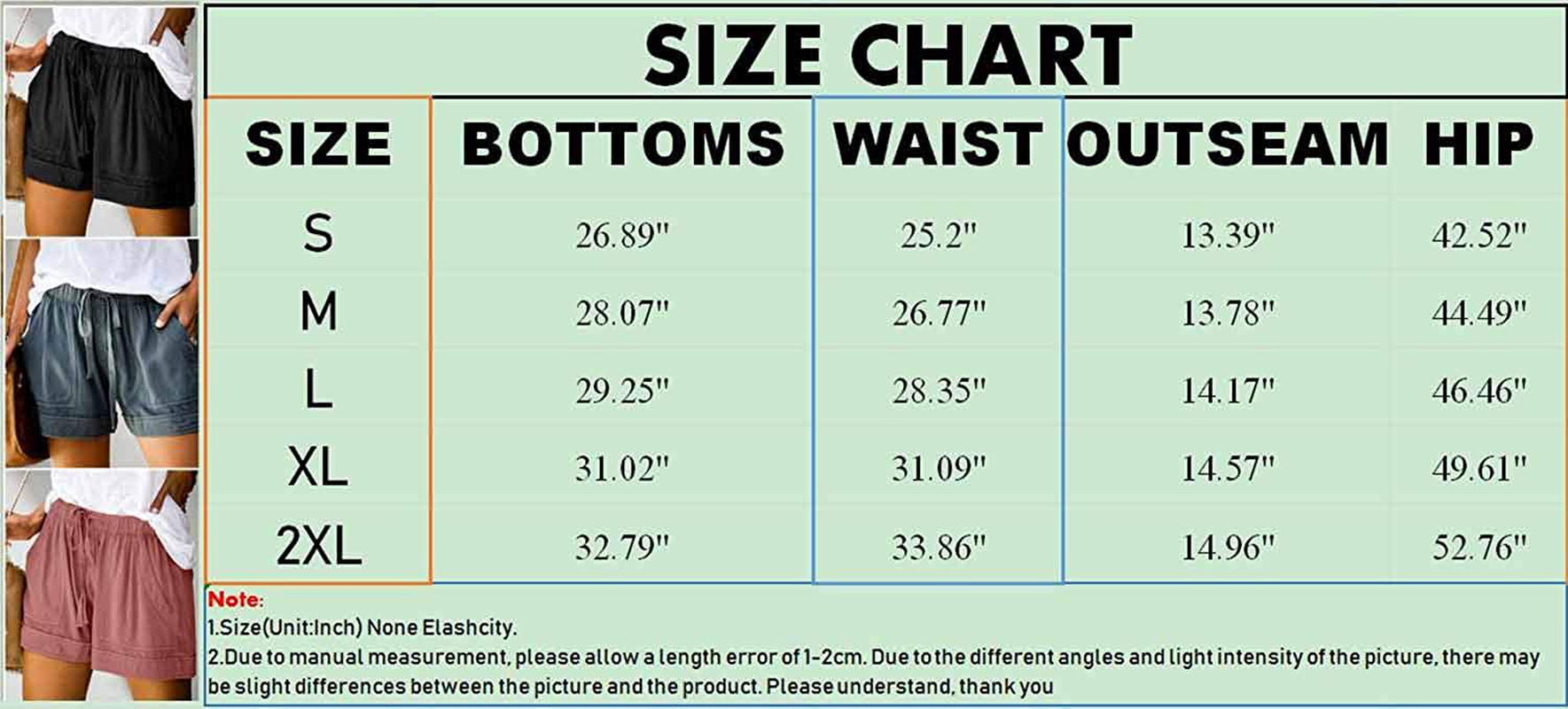 Wielsscca Womens Drawstring Shorts Summer Elastic Waist Casual Lightweight with Pockets Apparel & Accessories > Clothing > Shorts Kylie Max   