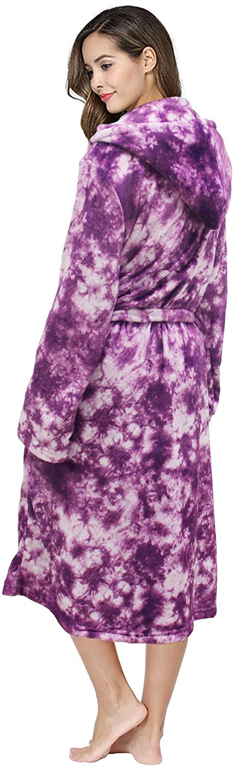 RONGTAI Womens Long Robes Plush Fleece Nightgown Thick plus Size Hooded Bathrobe with Pockets Fluffy Sleepwear for Men Apparel & Accessories > Clothing > Sleepwear & Loungewear > Robes Kylie Max   