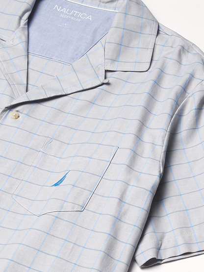 Nautica Men'S Short Sleeve 100% Cotton Soft Woven Button down Pajama Top Apparel & Accessories > Clothing > Sleepwear & Loungewear > Pajamas Kylie Max   