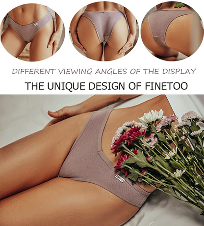 FINETOO 6 Pack Womens Cotton Underwear Sexy V-Waist Bikini Panties Ladies Brazilian Hipster Cheeky S-XL  KYLIE MAX   
