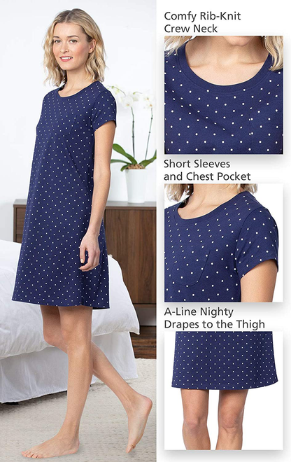 Pajamagram Short Sleeve Pullover Nightgown - Women Apparel & Accessories > Clothing > Sleepwear & Loungewear > Nightgowns Kylie Max   
