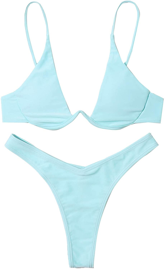 Verdusa Women'S Sexy Triangle Bathing Two Pieces Swimsuit Bikini Set Apparel & Accessories > Clothing > Underwear & Socks > Underwear Verdusa Arctic Small 