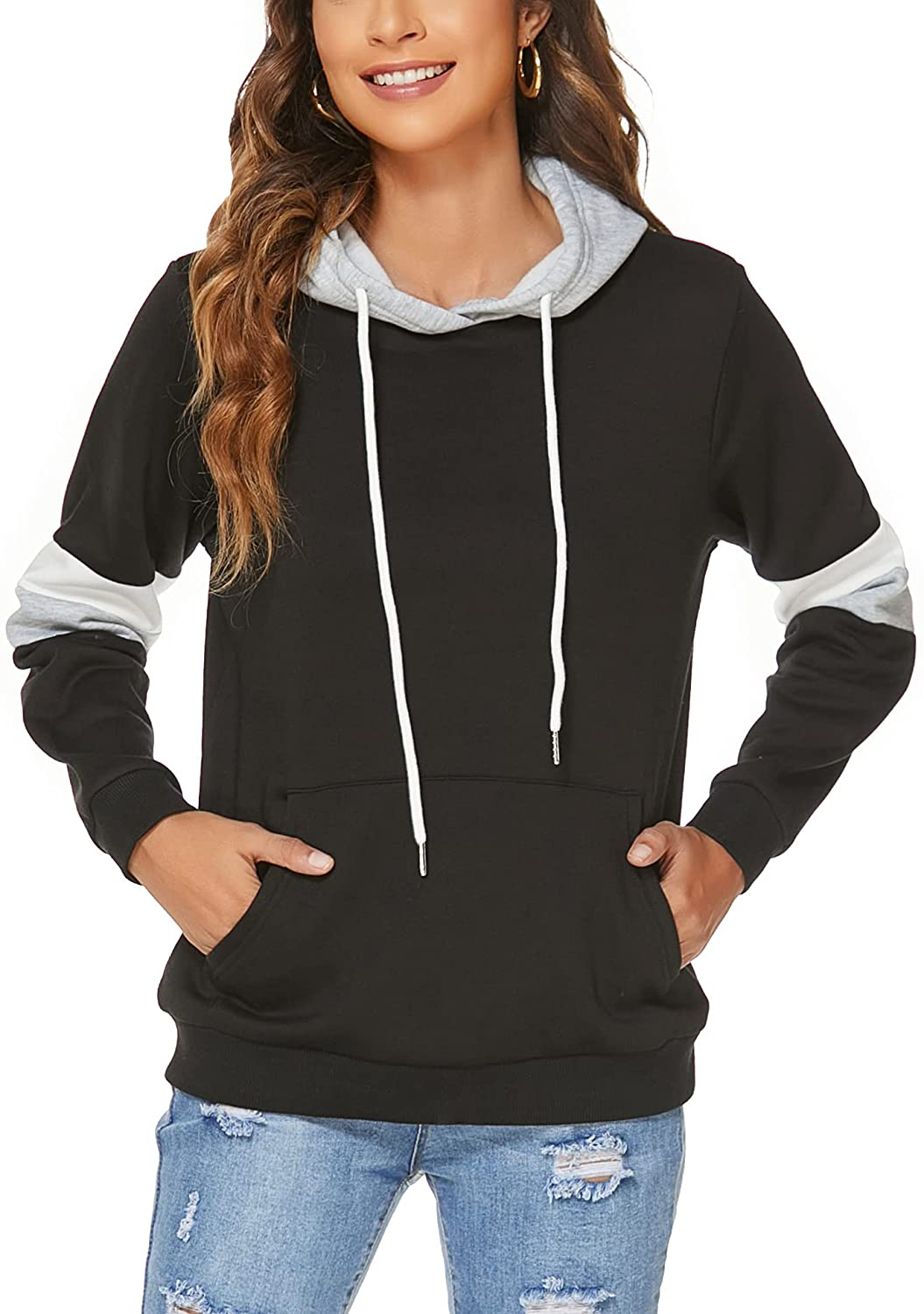 FINWANLO Hoodies for Women Casual Long Sleeve Tops Fleece Pullover Hooded Sweatshirts Jacket with Pockets Apparel & Accessories > Clothing > Activewear Kylie Max   