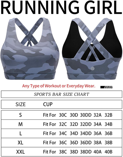 RUNNING GIRL Sports Bra for Women, Criss-Cross Back Padded Strappy Sports Bras Medium Support Yoga Bra with Removable Cups Apparel & Accessories > Clothing > Underwear & Socks > Bras Kylie Max   