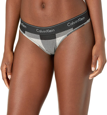 Calvin Klein Women's Modern Cotton Thong Panty Apparel & Accessories > Clothing > Underwear & Socks > Underwear Calvin Klein Buffalo Check Grey Heather Small 