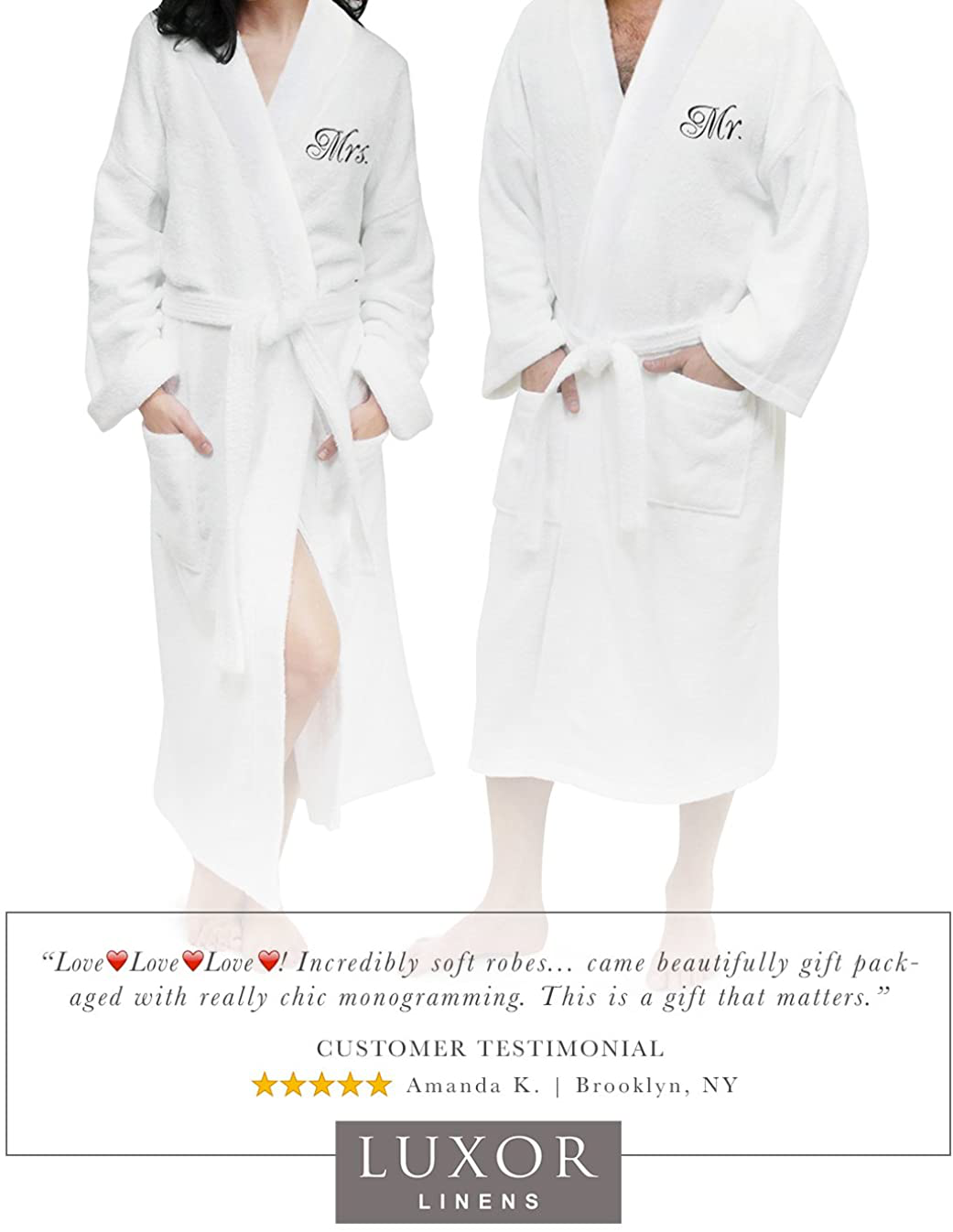 Luxor Linens Couple'S Terry Cloth Bathrobe Egyptian Cotton Unisex Luxurious Soft Plush Elegant San Marco Apparel & Accessories > Clothing > Sleepwear & Loungewear > Robes Kylie Max   