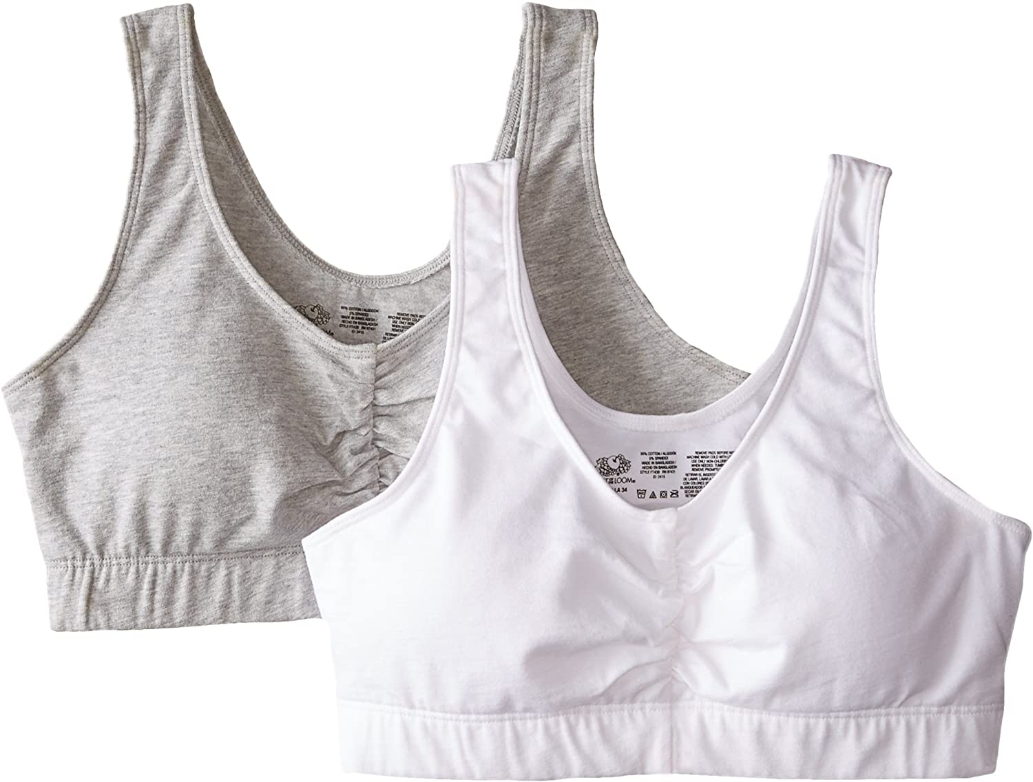 Fruit of the Loom Women'S Shirred Front Sport Bra with Removable Pads, 2-Pack Apparel & Accessories > Clothing > Underwear & Socks > Bras Kylie Max   