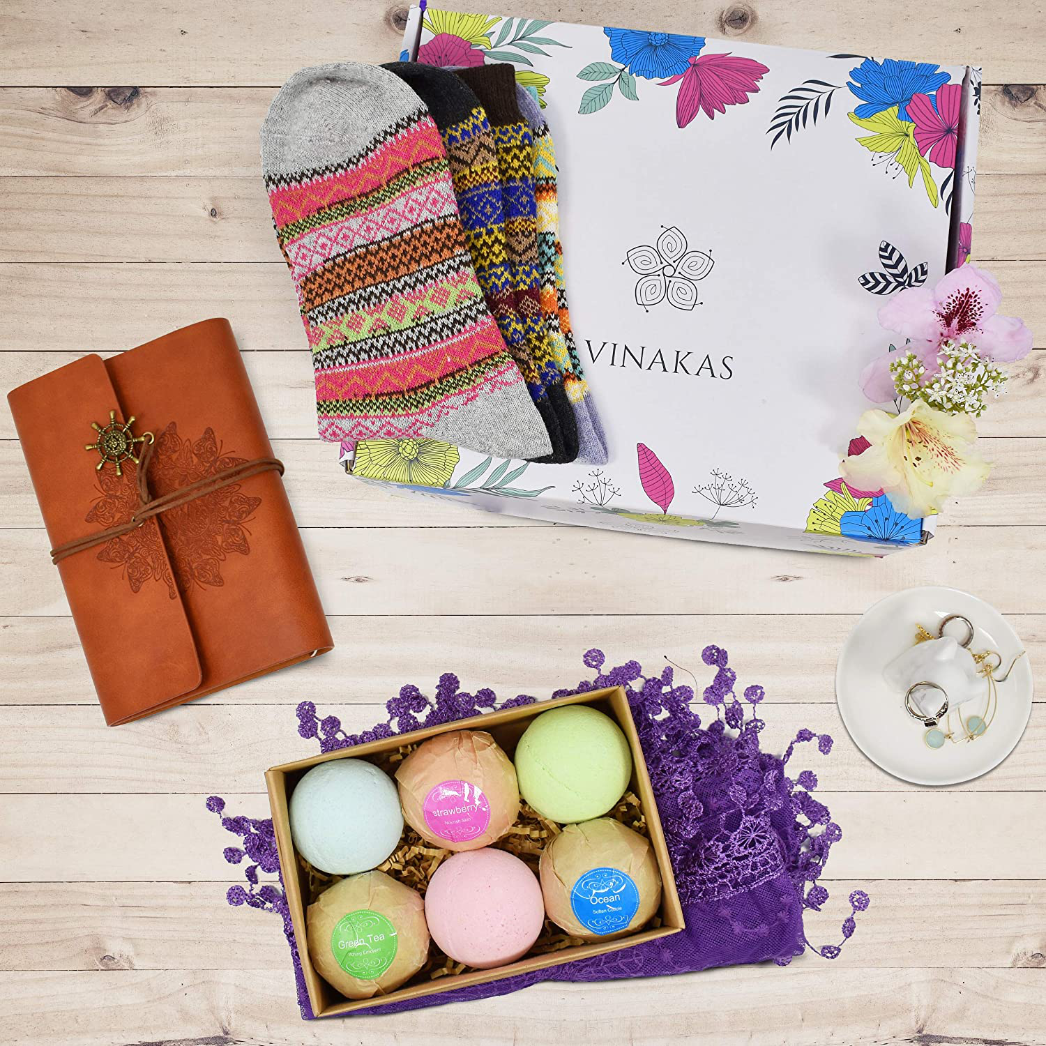 VINAKAS Gift Baskets for Women - This gift set for women contains12 Luxurious items. One of the Best Gifts for Her you'll be able to find - This unique Birthday Gifts for Women will surprise you. Arts & Entertainment > Party & Celebration > Gift Giving VINAKAS   