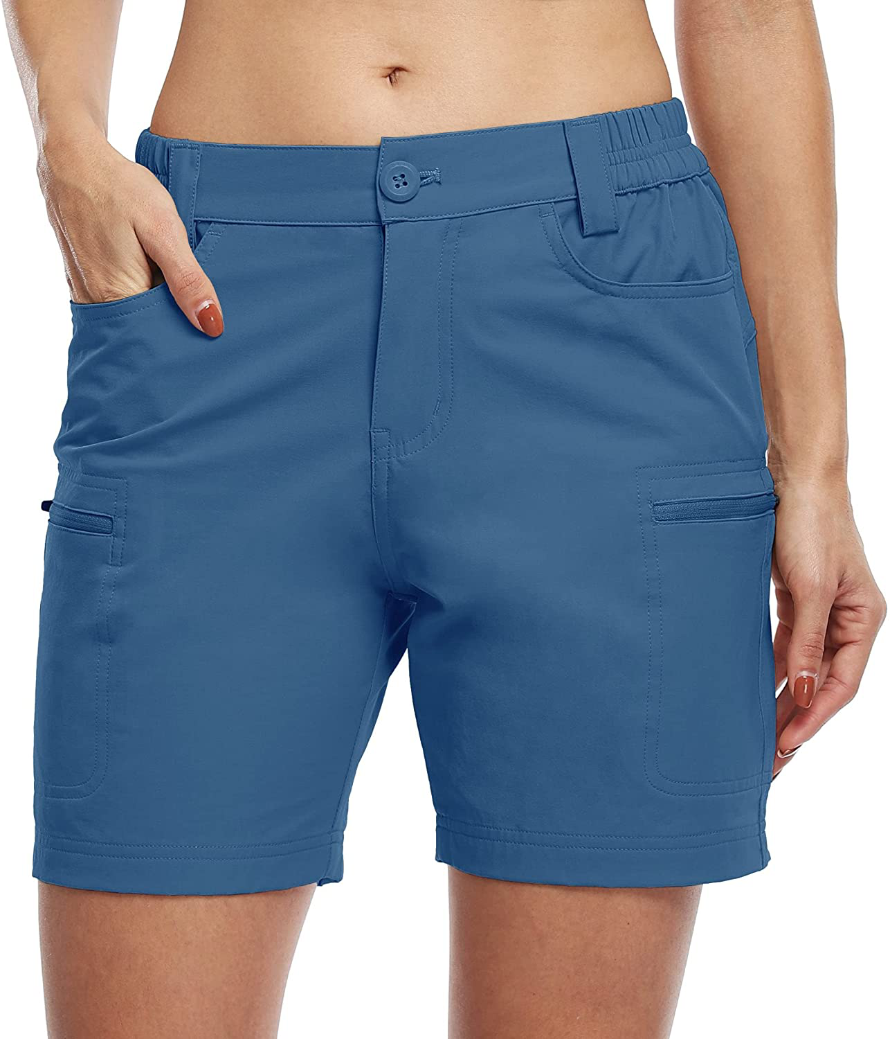 Willit Women'S Hiking Cargo Shorts Stretch Golf Active Shorts Outdoor Summer Shorts with Pockets Water Resistant 5" Apparel & Accessories > Clothing > Shorts Kylie Max   
