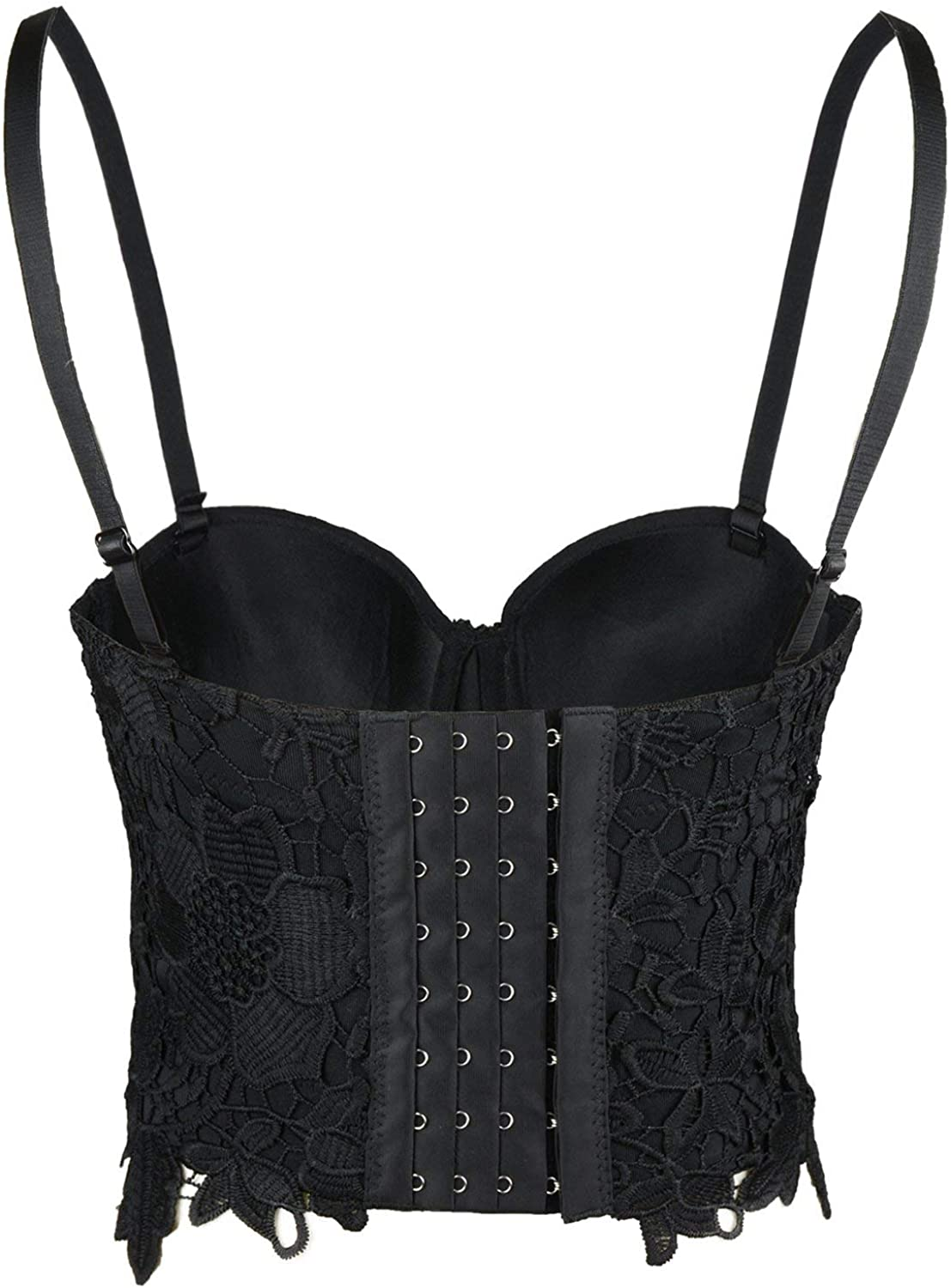 ELLACCI Women'S Floral Lace Bustier Crop Top Gothic Corset Bra Tops Black Apparel & Accessories > Clothing > Underwear & Socks > Lingerie ELLACCI   