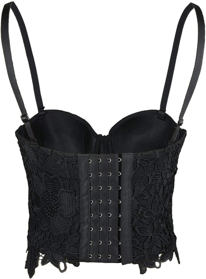 ELLACCI Women'S Floral Lace Bustier Crop Top Gothic Corset Bra Tops Black Apparel & Accessories > Clothing > Underwear & Socks > Lingerie ELLACCI   