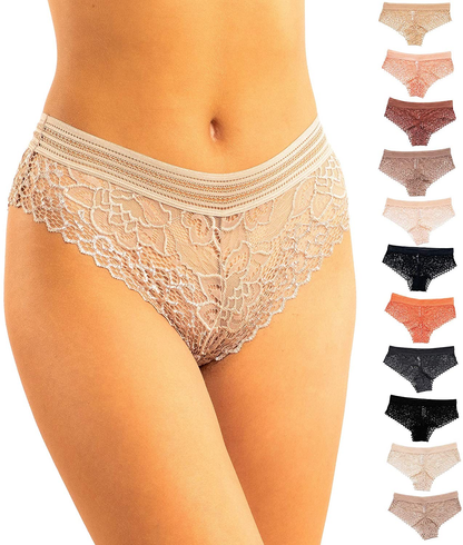 Alyce Ives Intimates 12 Pack Womens Lace Bikini Assorted Colors Apparel & Accessories > Clothing > Underwear & Socks > Underwear Alyce Ives Intimates Stripe Waistband Medium 