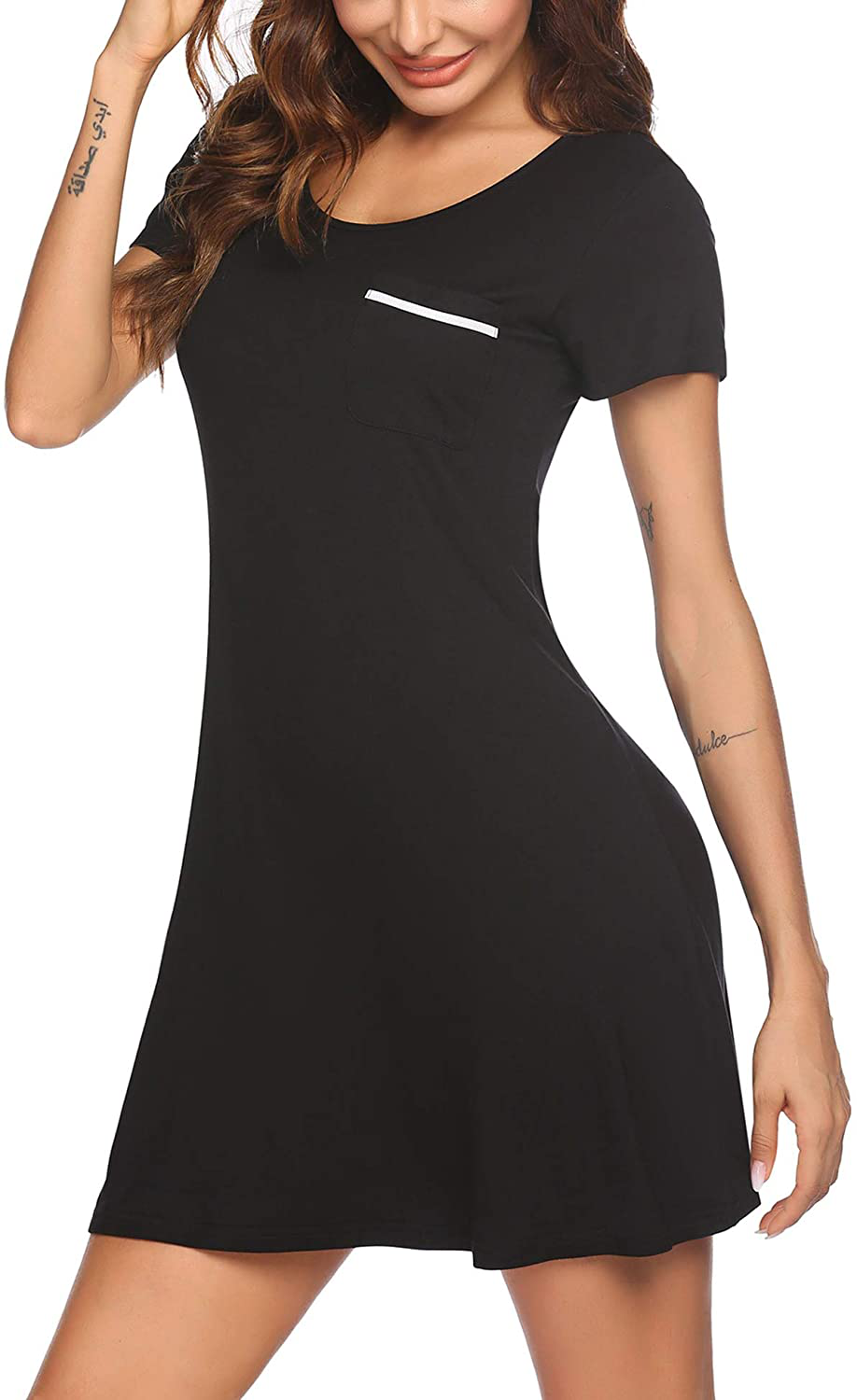 Ekouaer Women Sleepshirt Short Sleeve T-Shirt Nightgowns Night Shirt Comfy Sleep Loungewear round Neck Nightshirt Soft S-XXL Apparel & Accessories > Clothing > Sleepwear & Loungewear > Nightgowns Kylie Max   