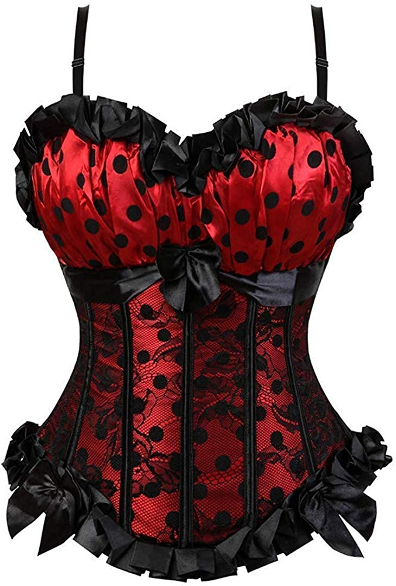 Blidece Women'S Sexy Boned Lace up Push up Shapewear Top Overbust Corset Bustier Apparel & Accessories > Clothing > Underwear & Socks > Lingerie Blidece Red 3 3X-Large 