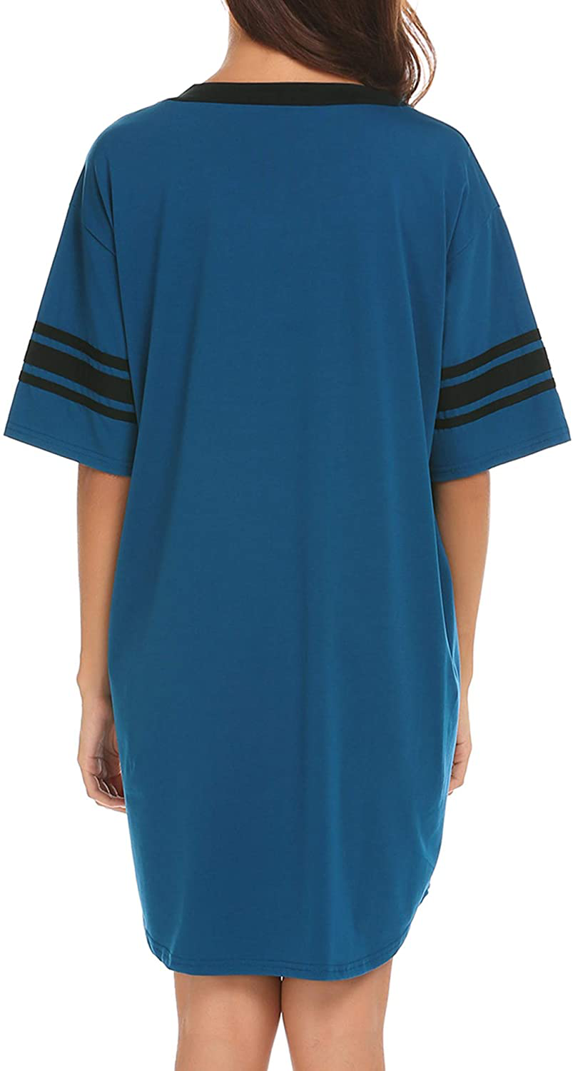Ekouaer Women'S Nightgown, Cotton Novelty Sleepshirts V Neck Short Sleeve Sleep Shirt Loose Comfy Pajama Sleepwear S-XXL Apparel & Accessories > Clothing > Sleepwear & Loungewear > Nightgowns Kylie Max   