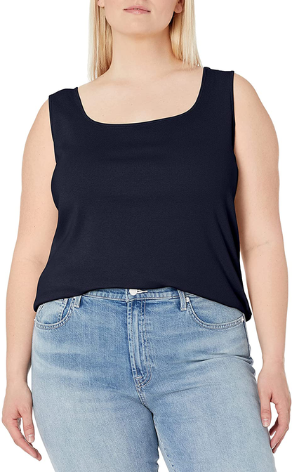 Ruby Rd. Women'S Plus-Size 1X1 Rib Square Neck Sleeveless Tank Apparel & Accessories > Clothing > Activewear Kylie Max   