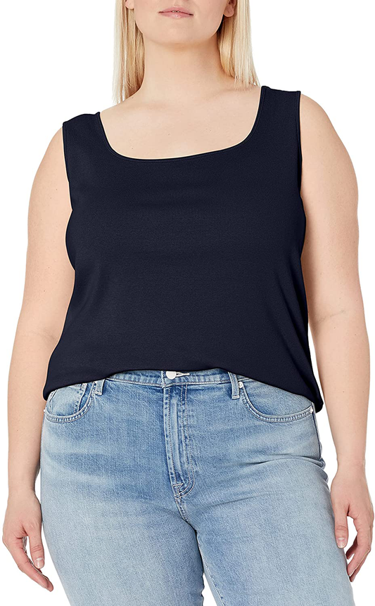 Ruby Rd. Women'S Plus-Size 1X1 Rib Square Neck Sleeveless Tank Apparel & Accessories > Clothing > Activewear Kylie Max   
