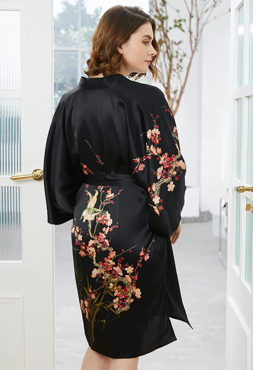 Ledamon Women'S 100% Silk Kimono Short Robe Apparel & Accessories > Clothing > Sleepwear & Loungewear > Robes Ledamon   