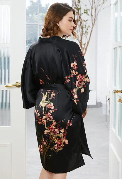 Ledamon Women'S 100% Silk Kimono Short Robe Apparel & Accessories > Clothing > Sleepwear & Loungewear > Robes Ledamon   