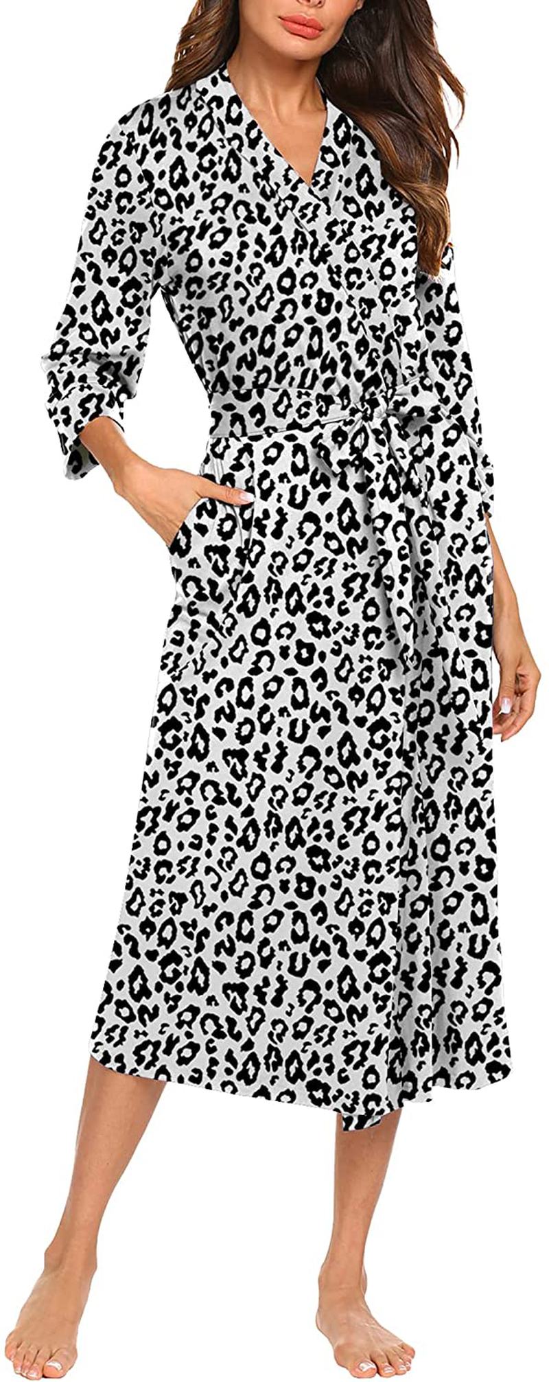 MAXMODA Women Kimono Robes Long Knit Bathrobe Soft Robe Casual Ladies Loungewear S-3XL Apparel & Accessories > Clothing > Sleepwear & Loungewear > Robes MAXMODA   