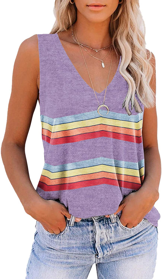 ETCYY Tie Dye Sleeveless V Neck Tank Tops for Women Summer Cute Printed Loose Fit Workout Athletic Yoga Shirts Apparel & Accessories > Clothing > Activewear Kylie Max   